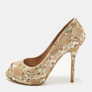 Christian Dior Size 40 Beige Sequins Peep Toe Pumps